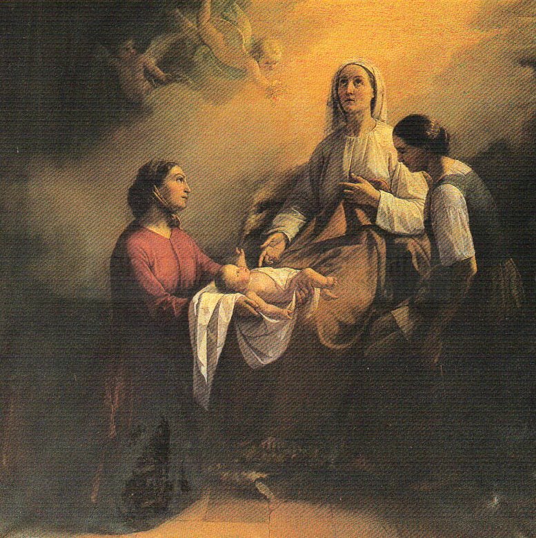 Natività di Maria - 1856 - olio su tela cm. 150x150 - Basilica di Santa Maria Assunta - Lovere (BG)